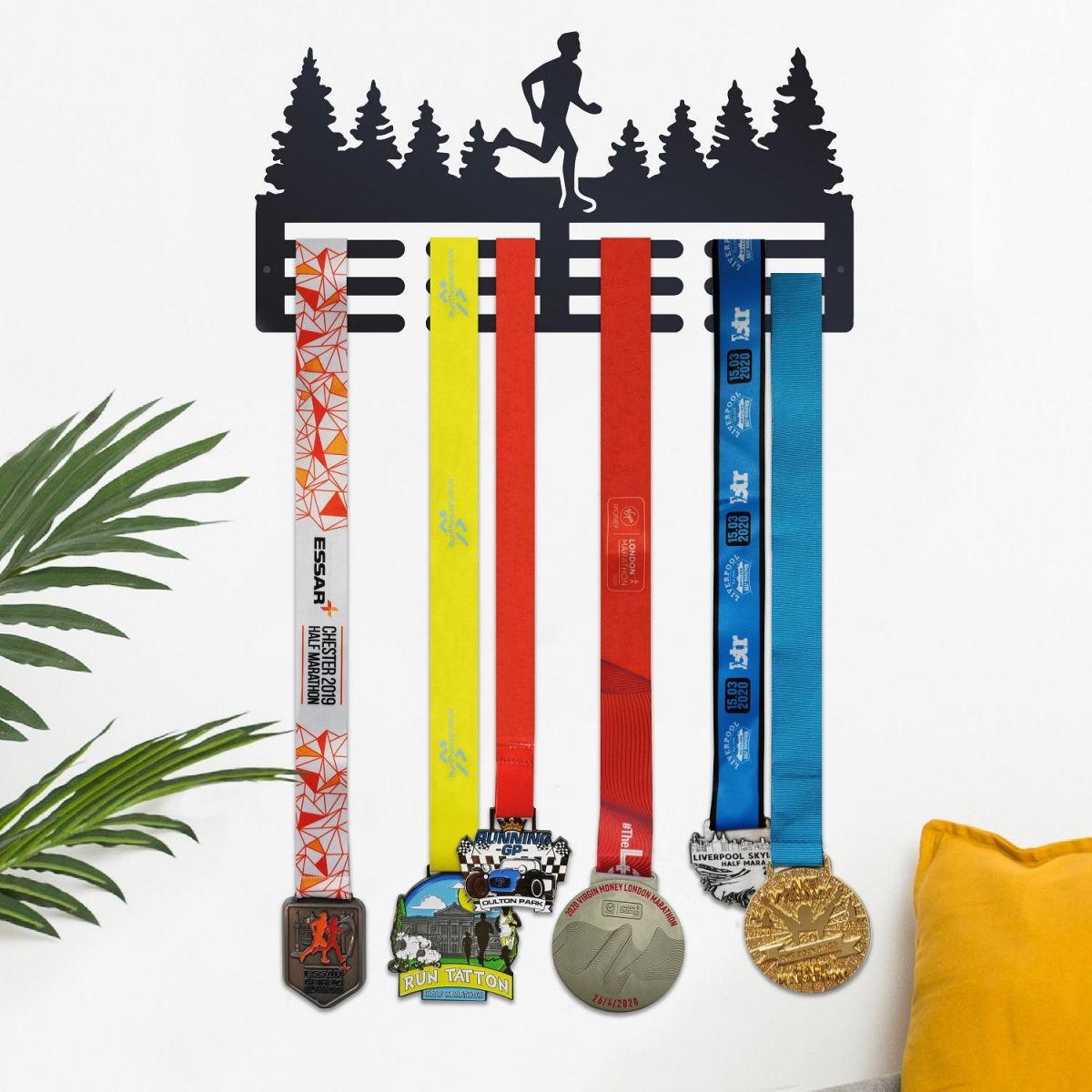 Woodland Running Scene (Male) Sports Medal Hanger 