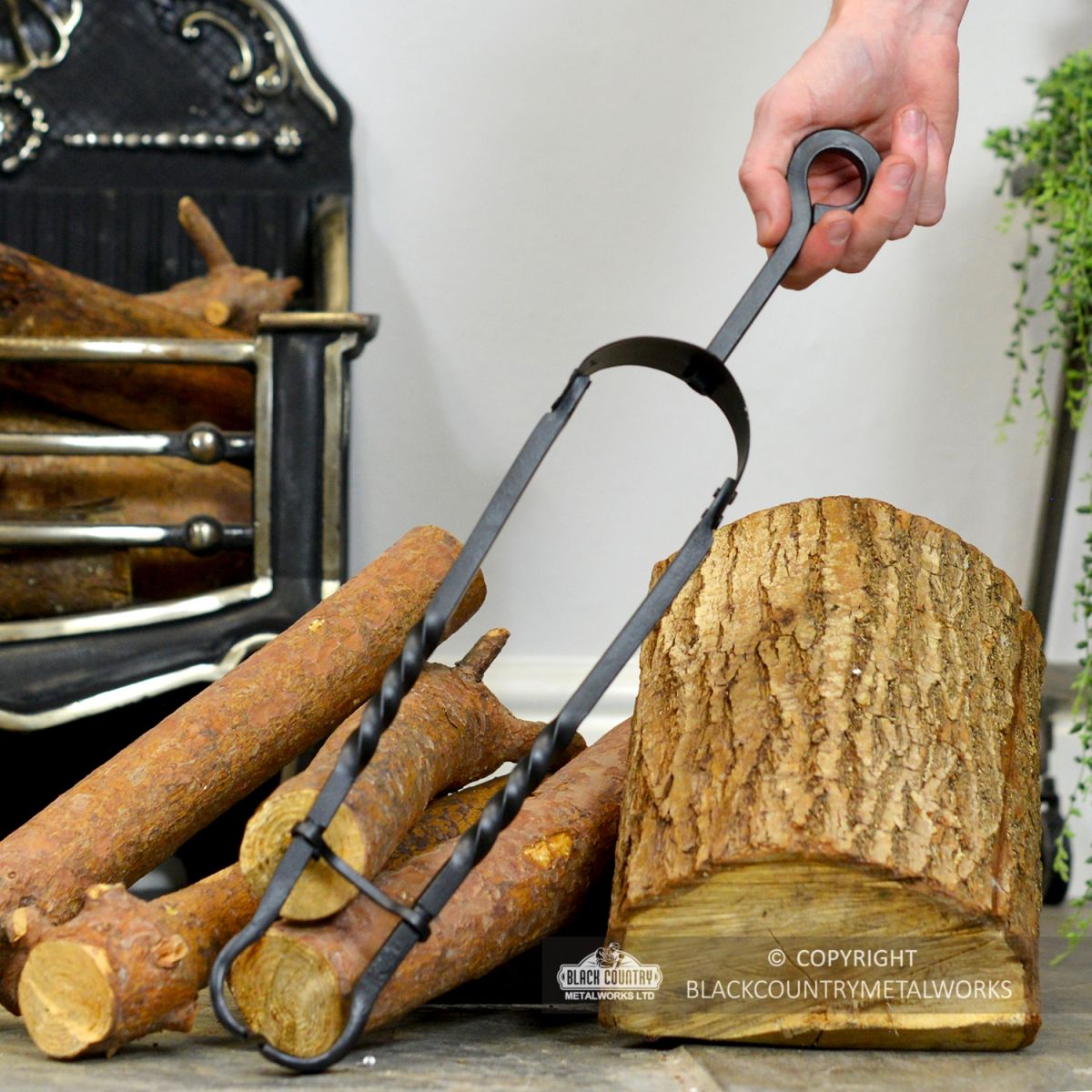 Black Iron Coal Tongs to Scale