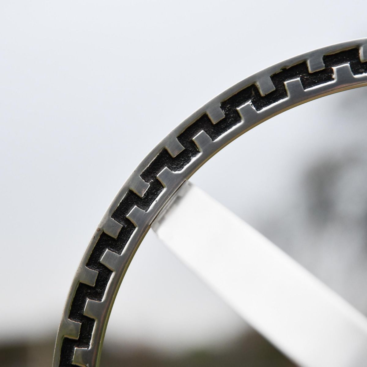 Close-Up of Frame Detail on Polished Chrome "Almwick Manor" Armillary - 37cm