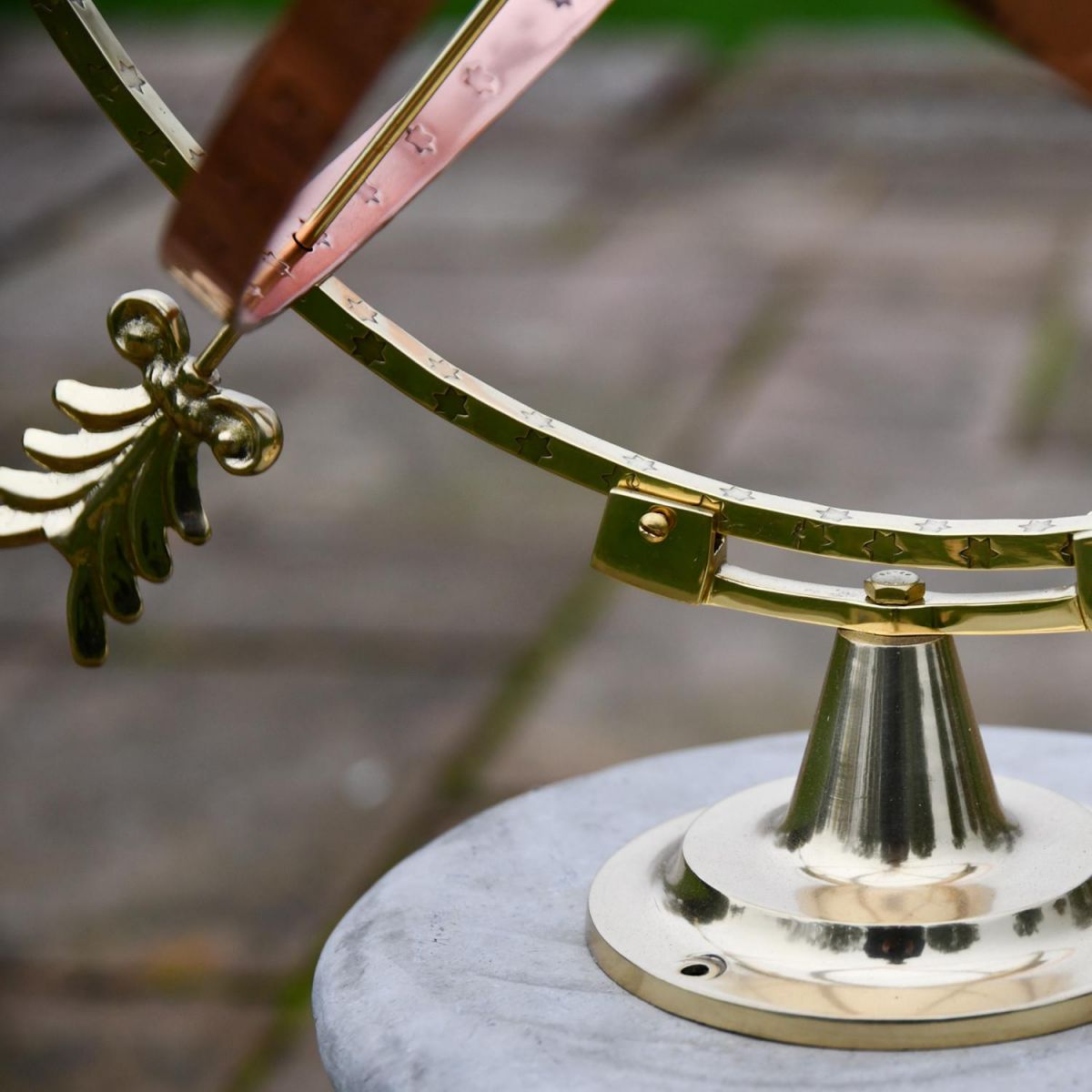 Close-Up of Base on Polished Brass & Copper "Athens" Armillary - 57cm Close-Up of Base on Polished Brass & Copper "Athens" Armillary - 57cm