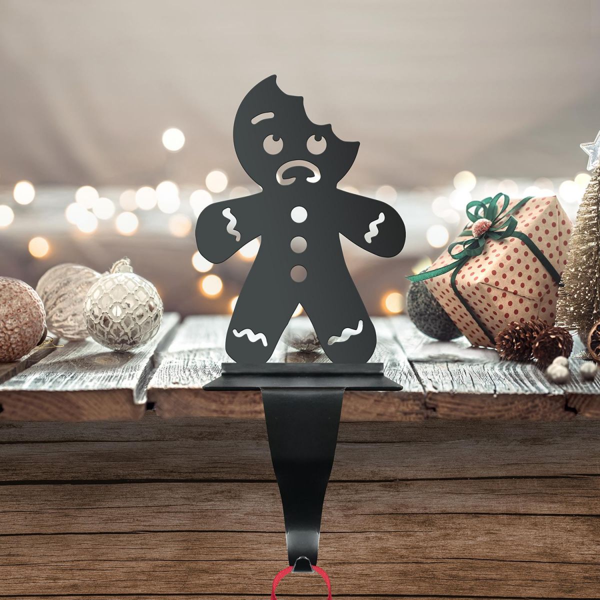 Bitten Gingerbread Man Stocking Holder Created From Iron