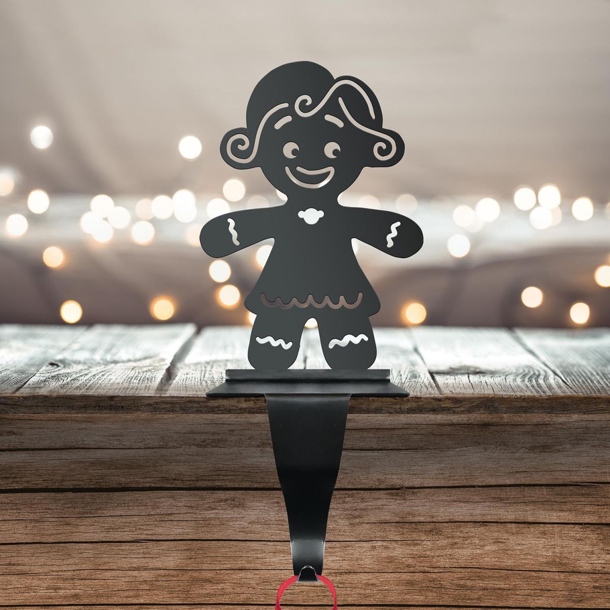  Gingerbread Woman Stocking Holder in Situ on a Mantel Piece 