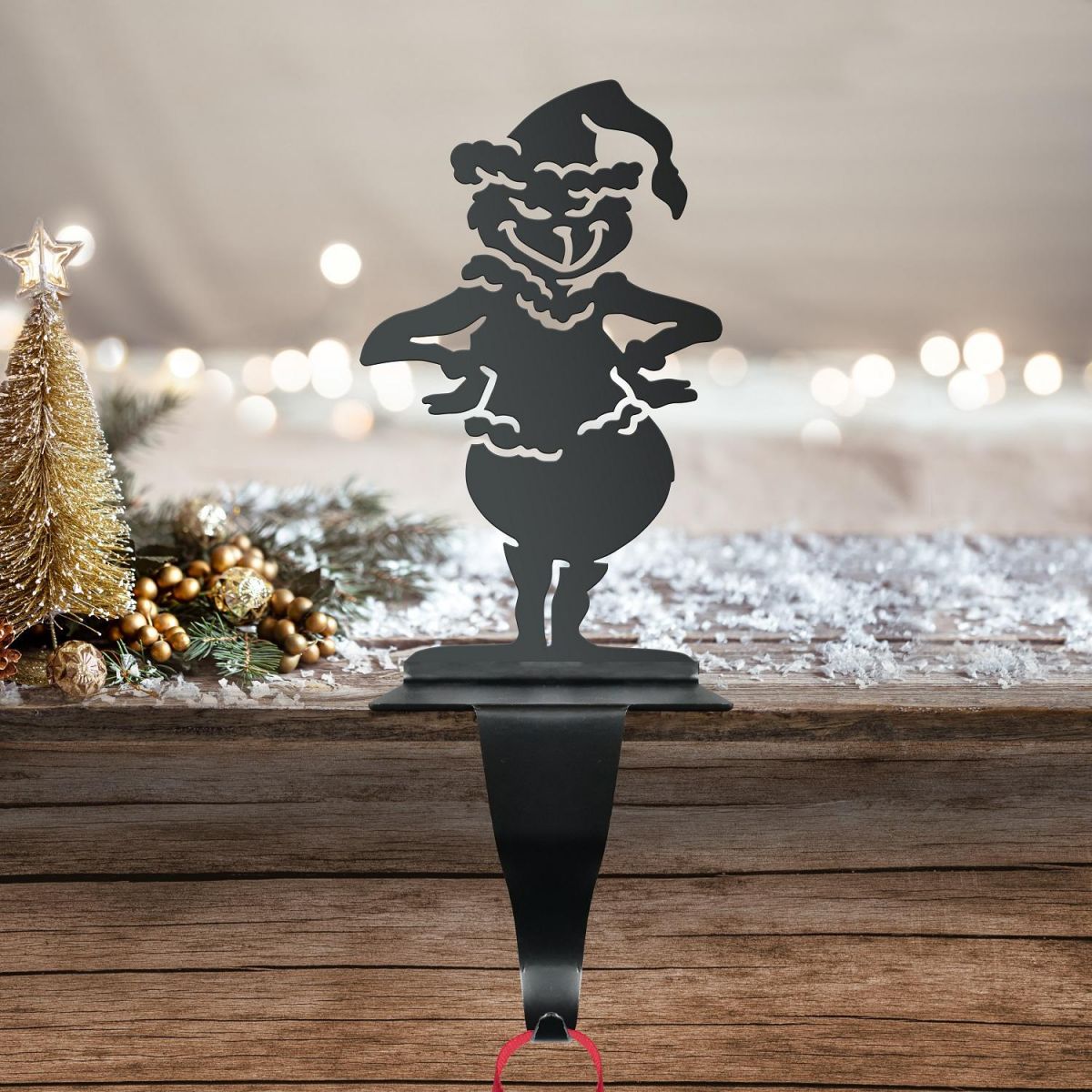 Stocking Holder with Grinch Motif 