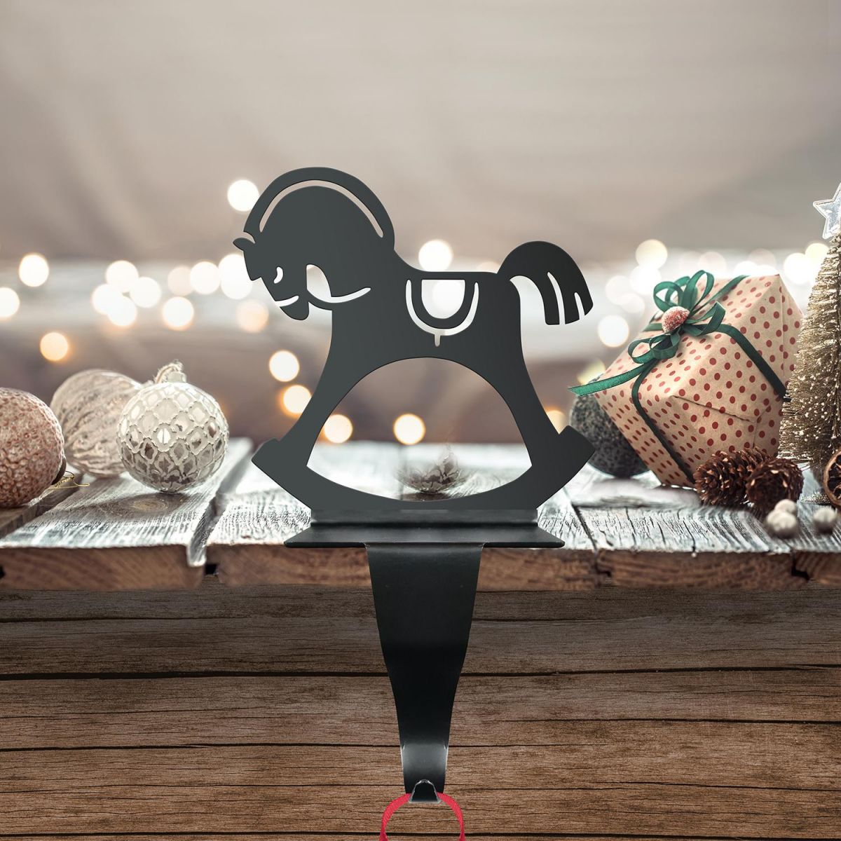 Rocking Horse Stocking Holder in Situ on a Mantel Piece Rocking Horse Stocking Holder in Situ on a Mantel Piece