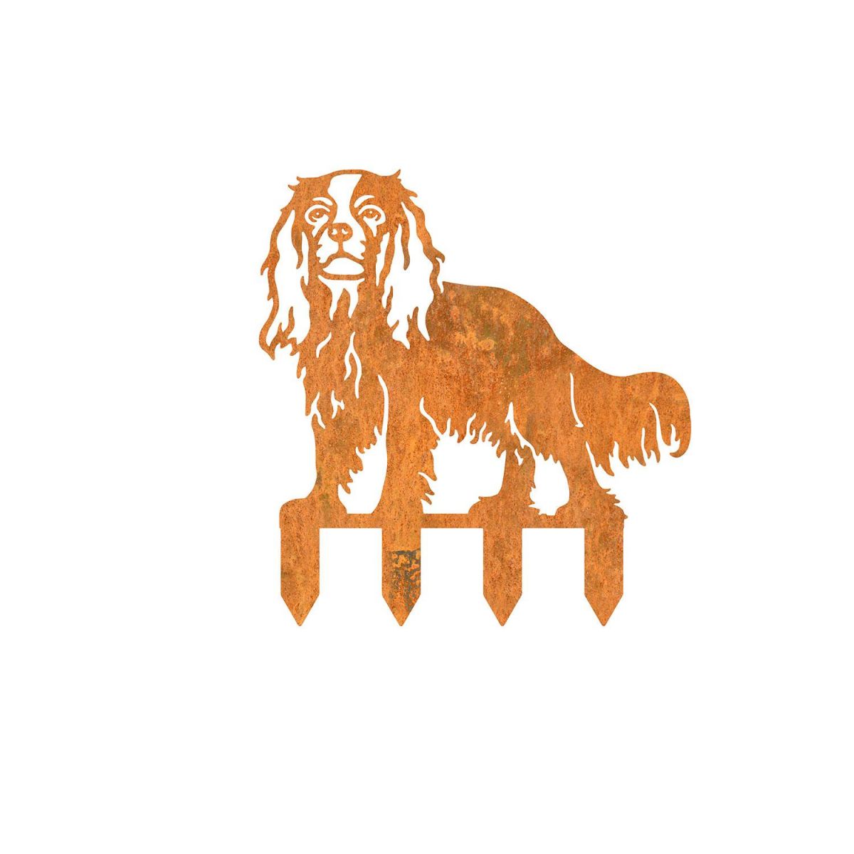 Rustic Cavalier King Charles Spaniel Silhouette with Ground Spikes Rustic Cavalier King Charles Spaniel Silhouette with Ground Spikes