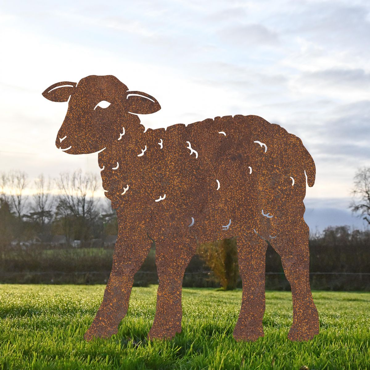 Curly Lamb Silhouette in Rustic Finish 