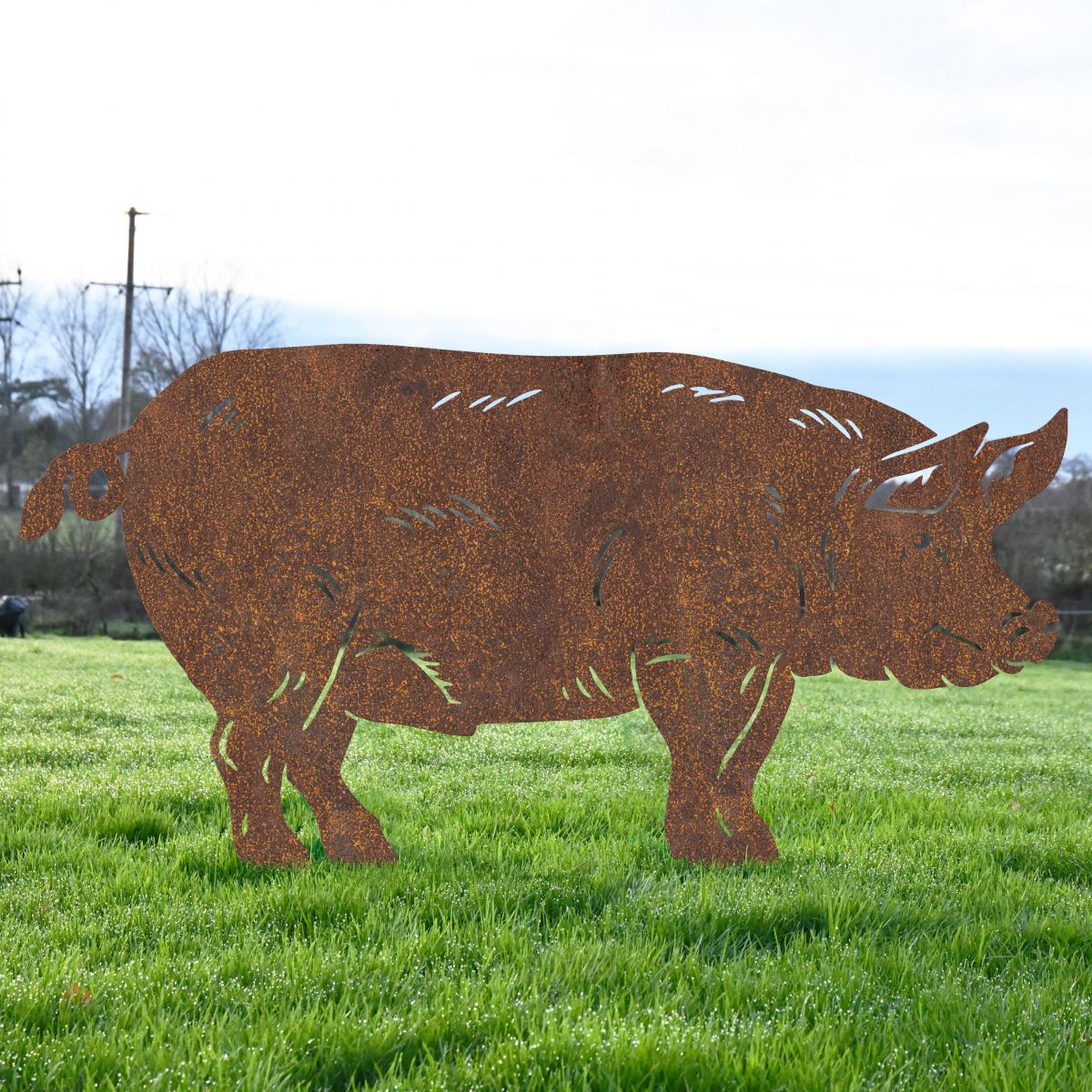 Rustic Standing Pig Silhouette 