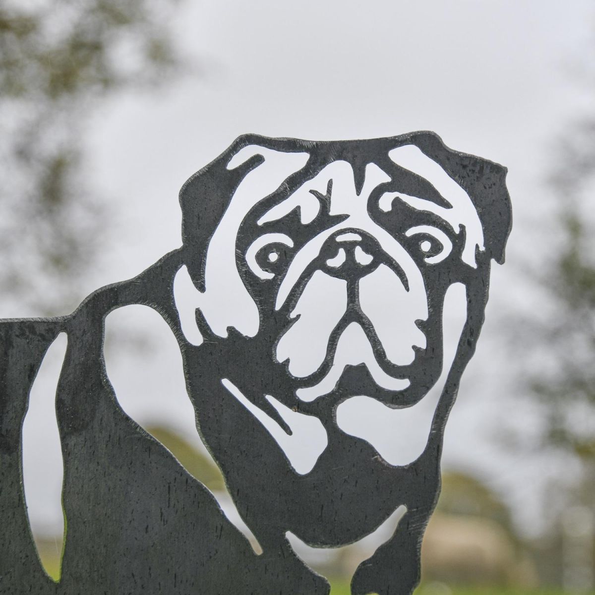 Close up of cut out detailing on face 