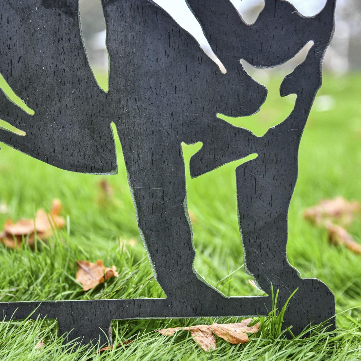 Close up of Unfinished Metal Pug Silhouette 