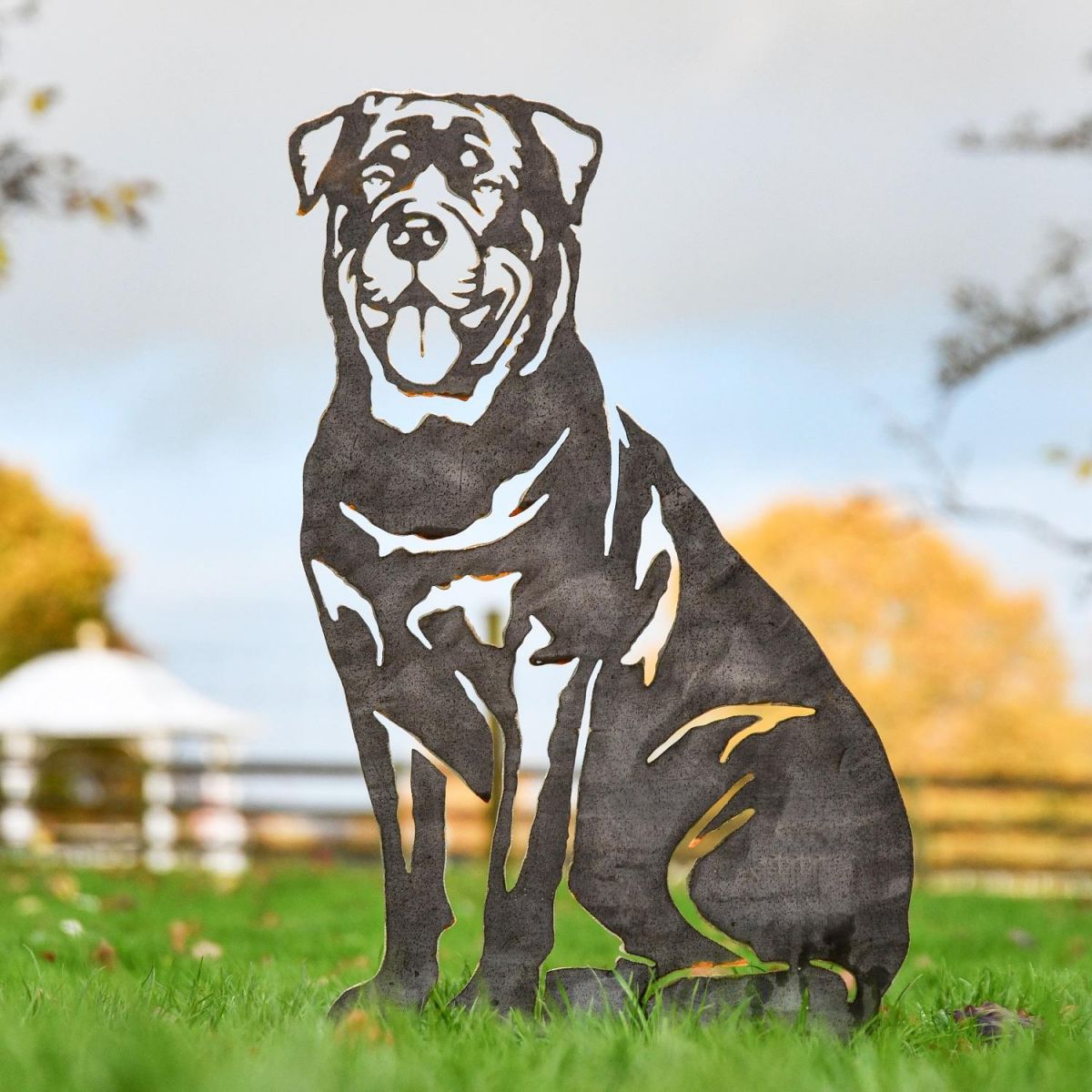 Unfinished Metal Rottweiler Silhouette in Situ