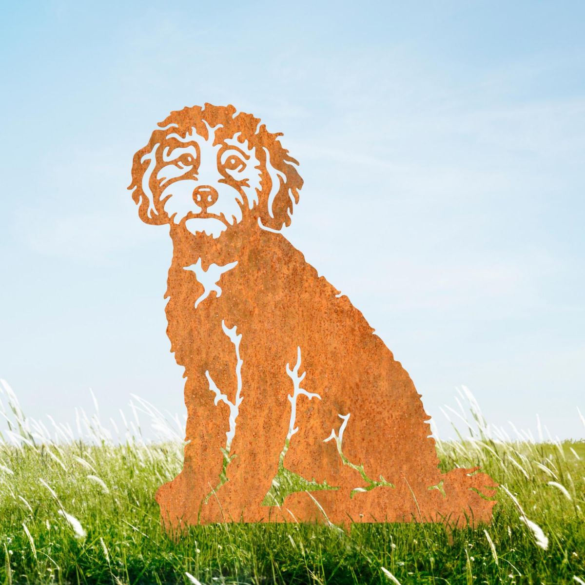 Garden Silhouette of a Cockapoo in Rustic Finish