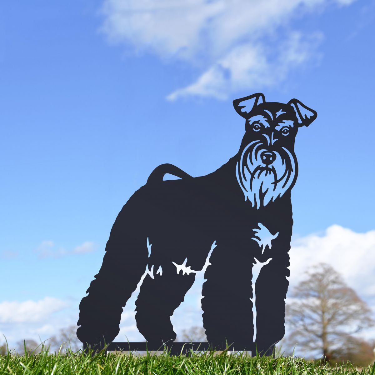 Black Miniature Schnauzer Garden Silhouette 