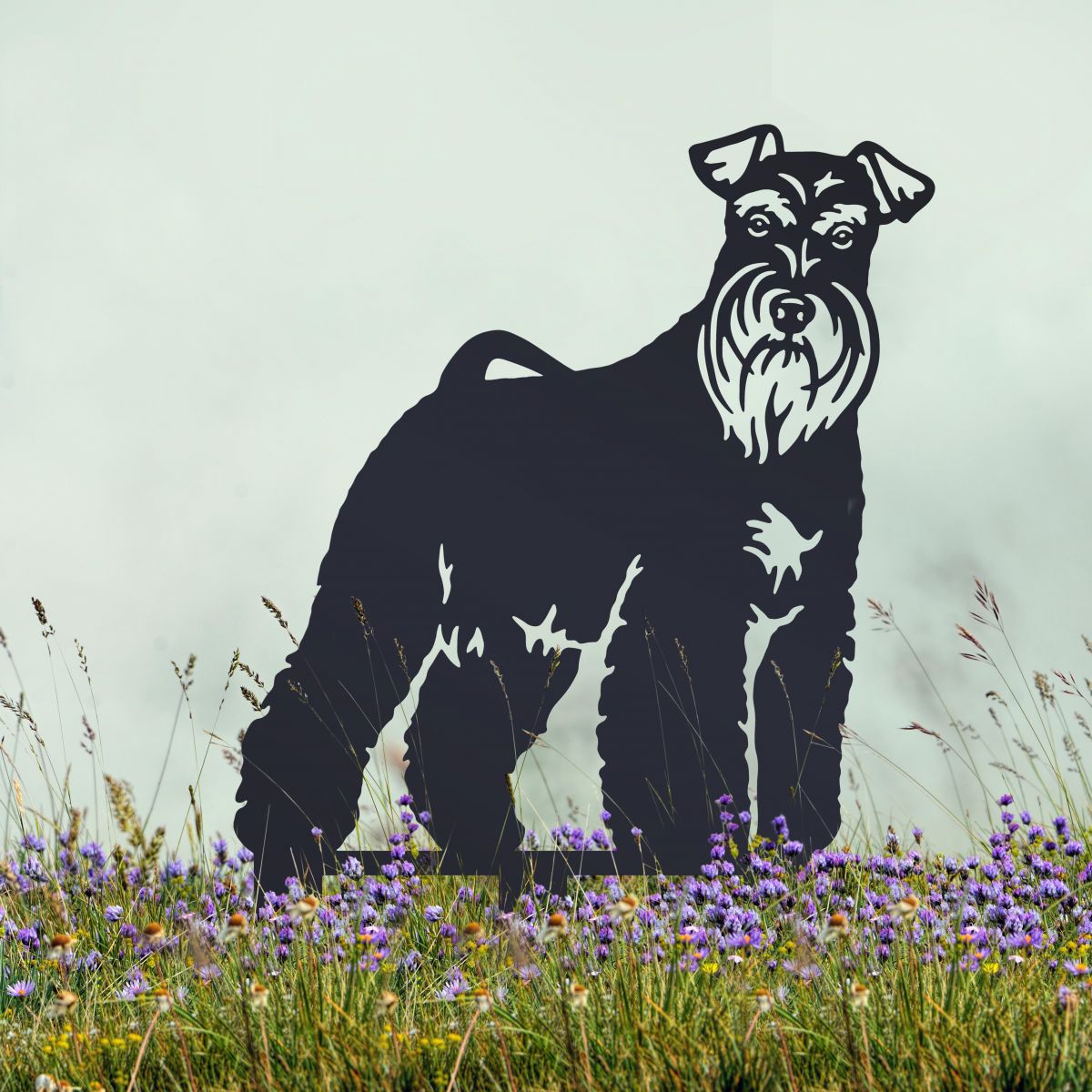 Miniature Schnauzer Garden Silhouette in Black 