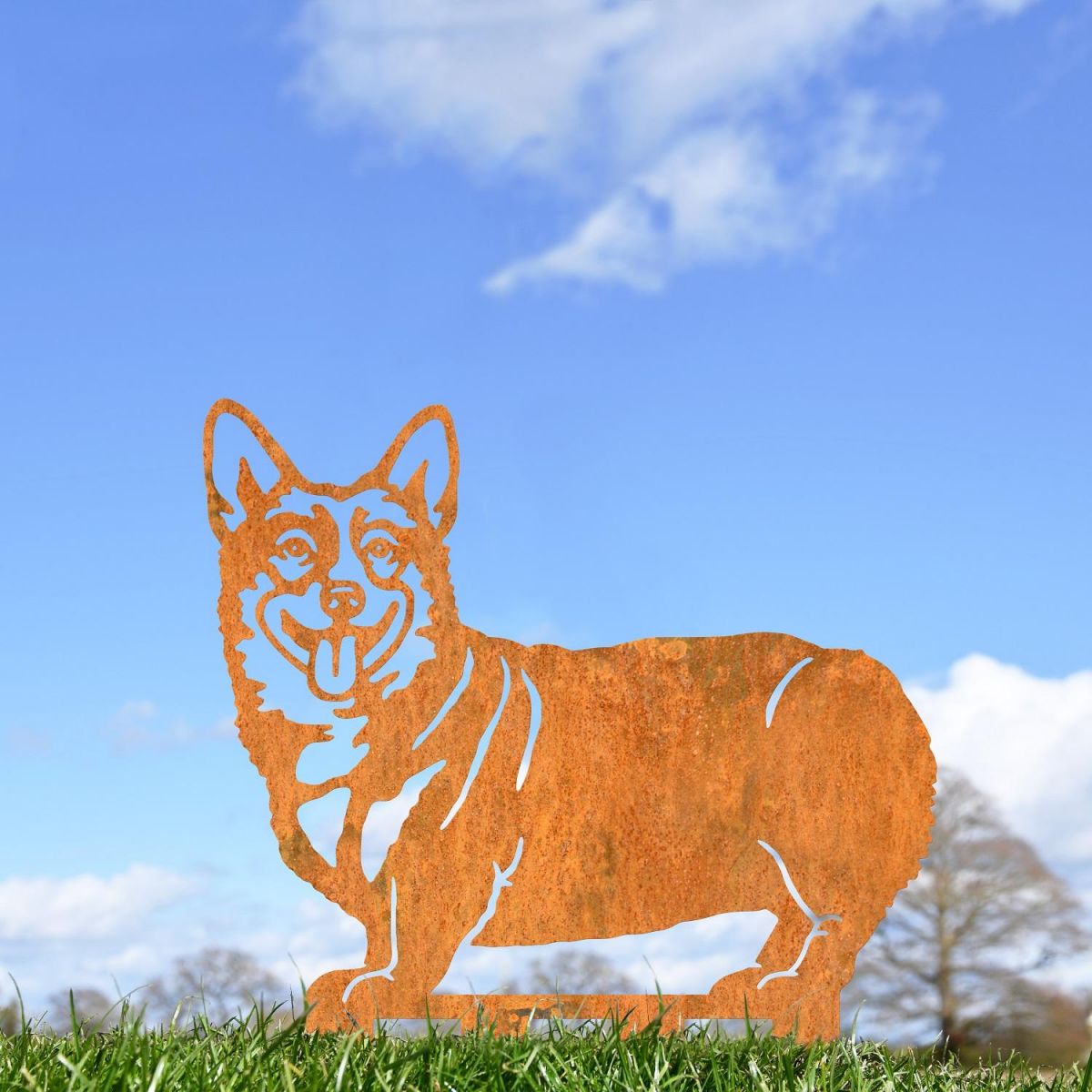 Welsh Corgi (Pembroke) Silhouette with Rustic Finish 