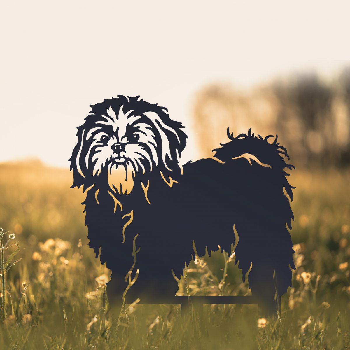 Shih Tzu Black Garden Silhouette 