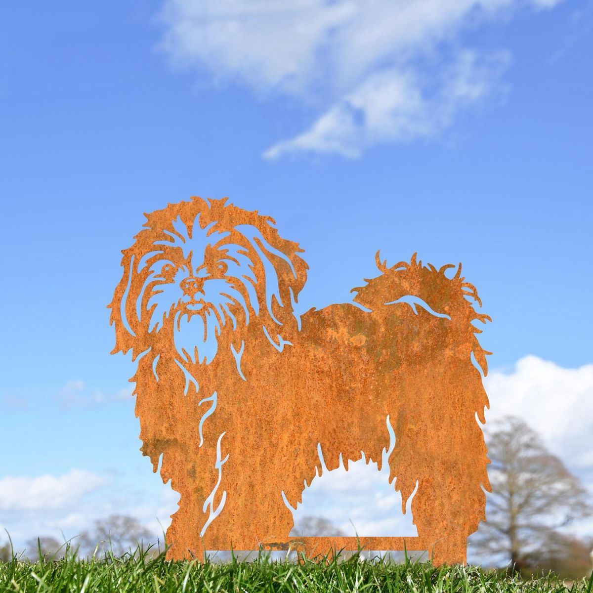 Rustic Shih Tzu Garden Silhouette 