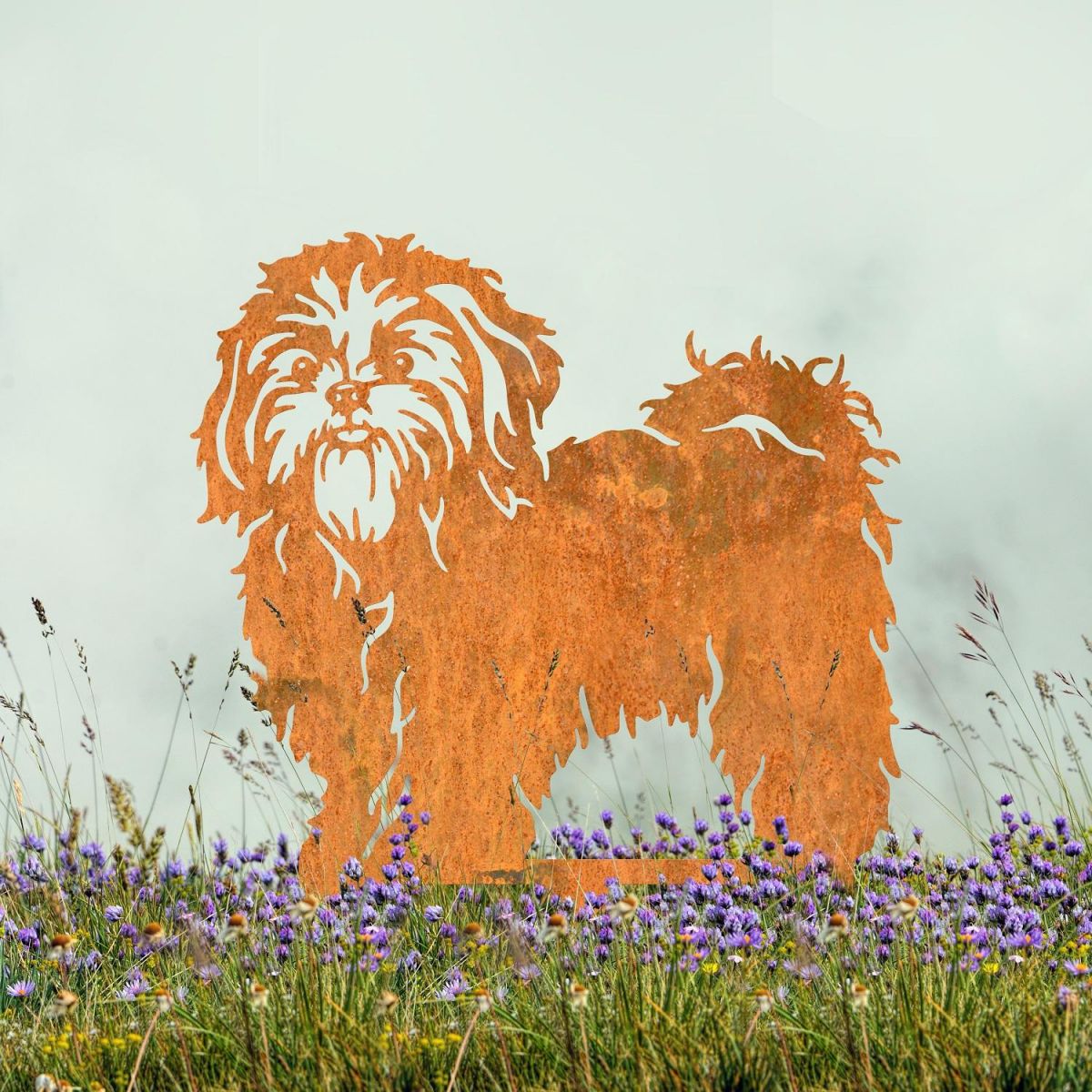 Rustic Shih Tzu Garden Ornament 