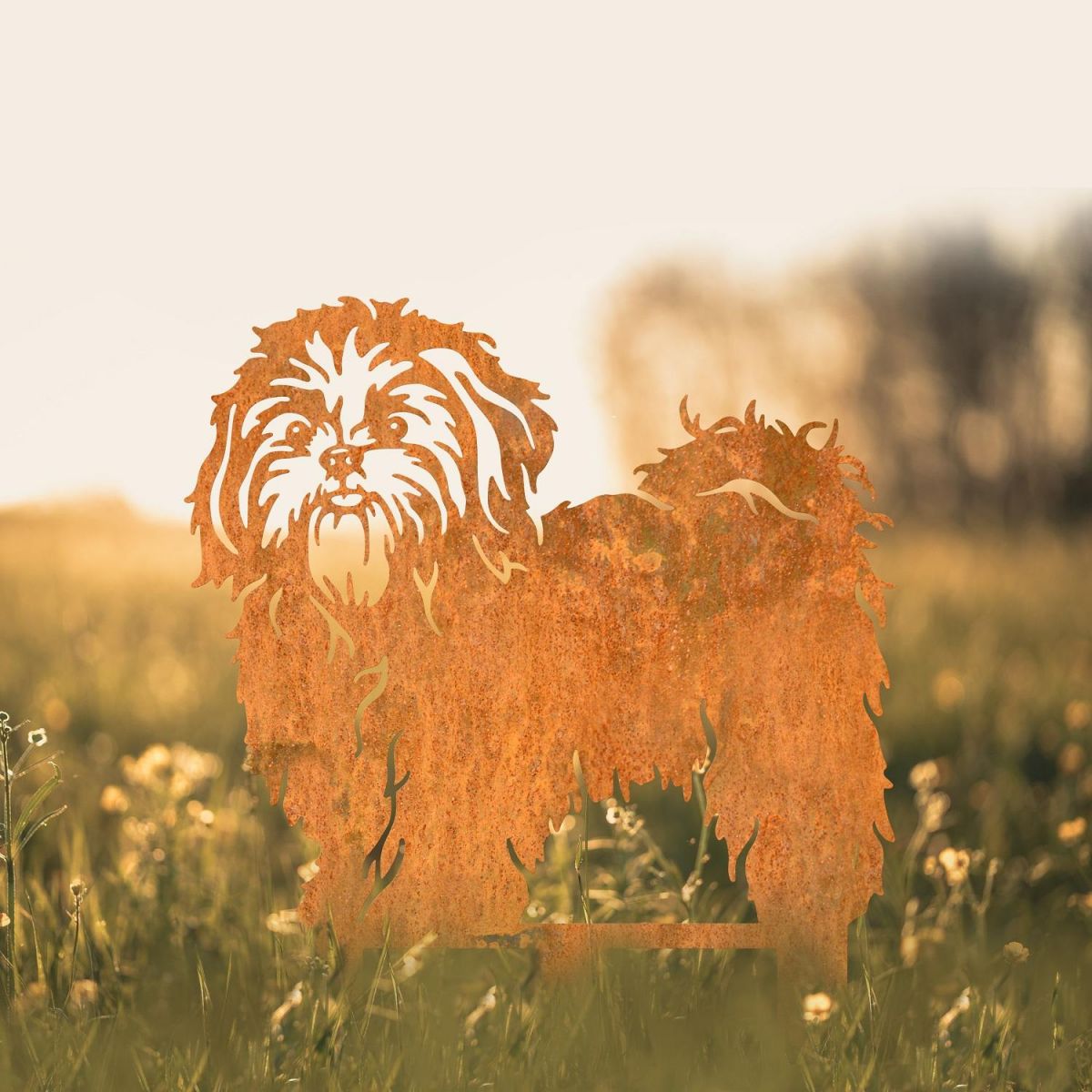 Shih Tzu Garden Silhouette in Rustic Finish 