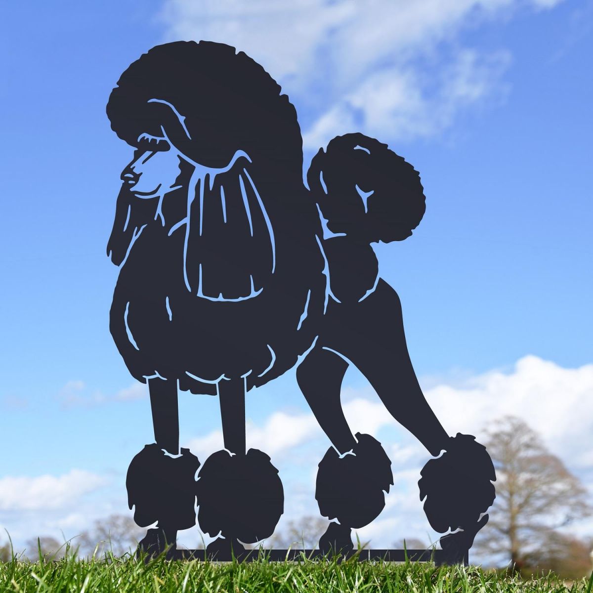 Black Standard Poodle Garden Silhouette 