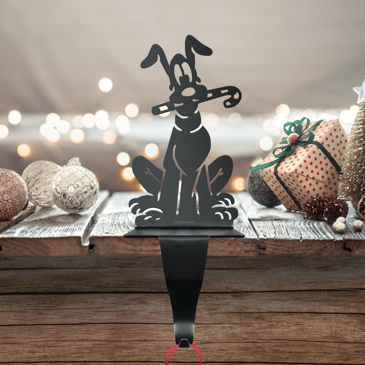 Stocking Holder with Dog & Candy Cane 