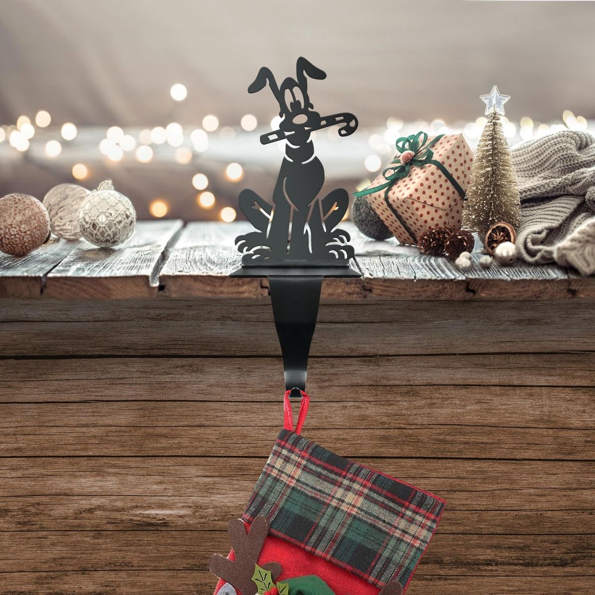 Dog with Candy Cane Stocking Holder 