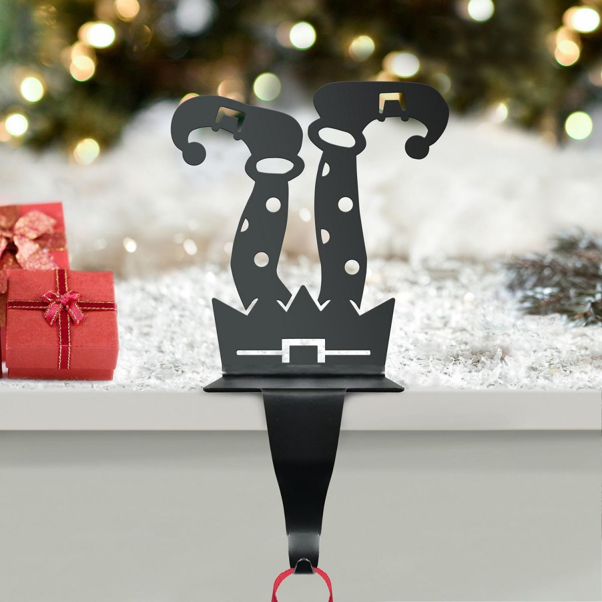 Stocking Holder "Frosty McJingles" in Black