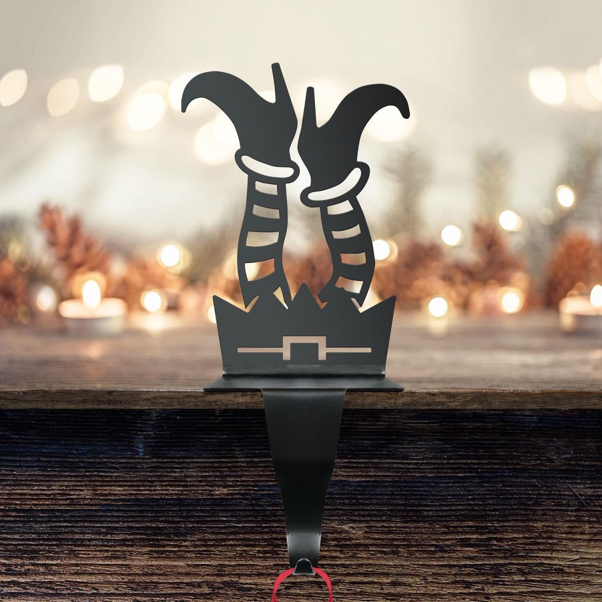 Black "Tinsel Toes" Stocking Holder