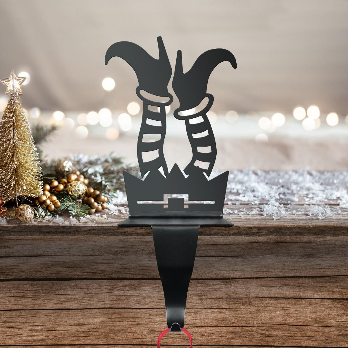 "Tinsel Toes" Stocking Holder in Black 