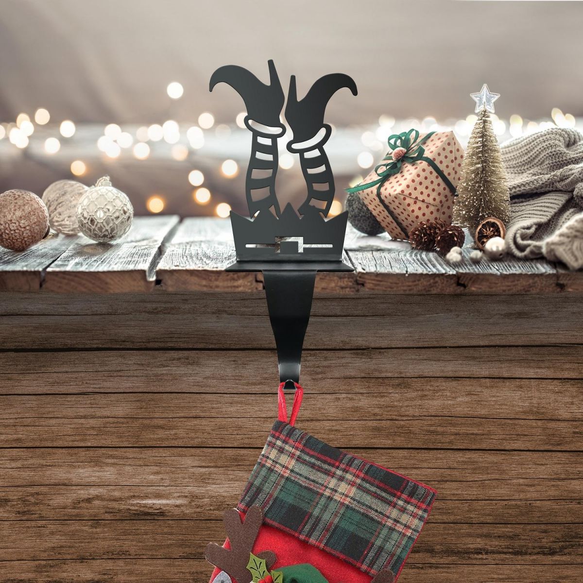 "Tinsel Toes" Stocking Holder in Black 