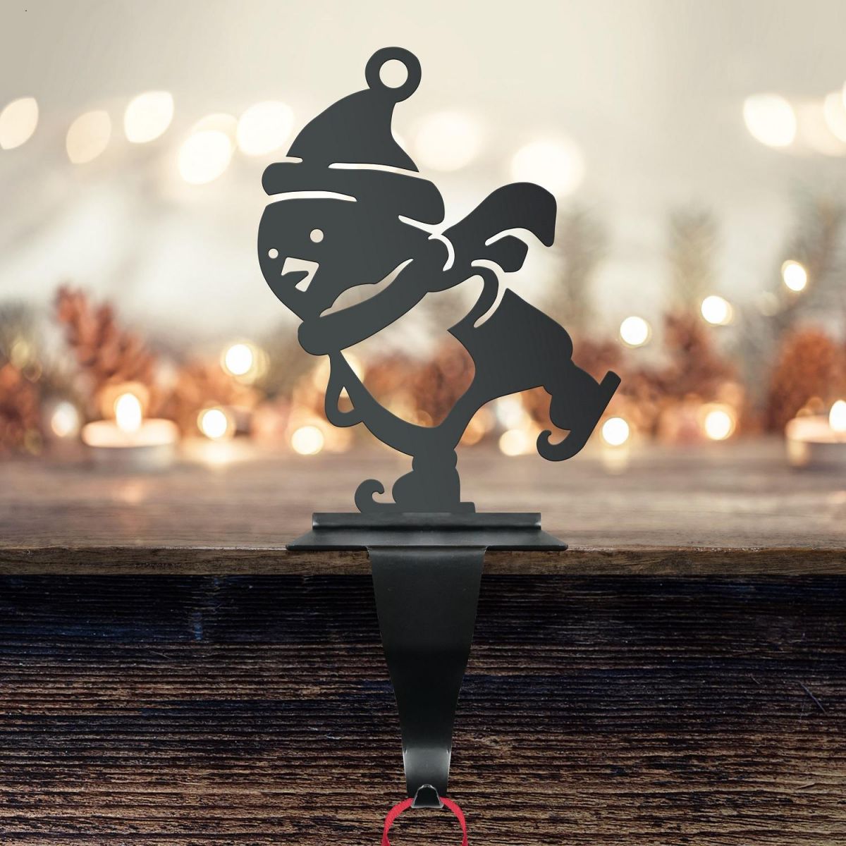 Stocking Holder with Penguin on Skates Motif Stocking Holder with Penguin on Skates Motif