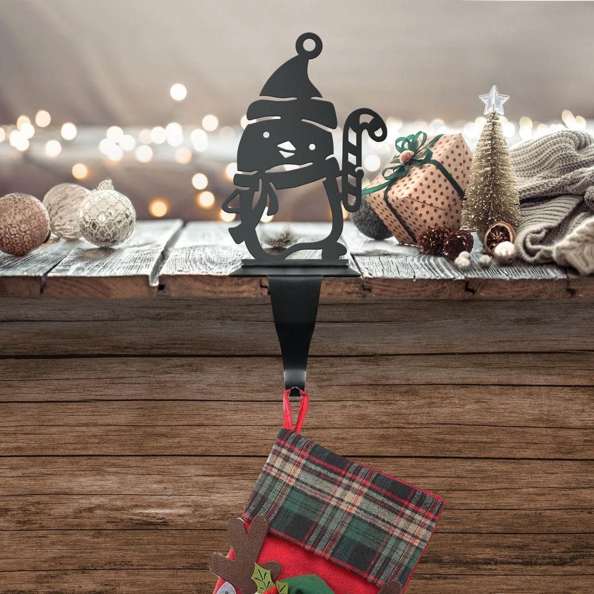 Penguin with Candycane Stocking Holder Penguin with Candycane Stocking Holder
