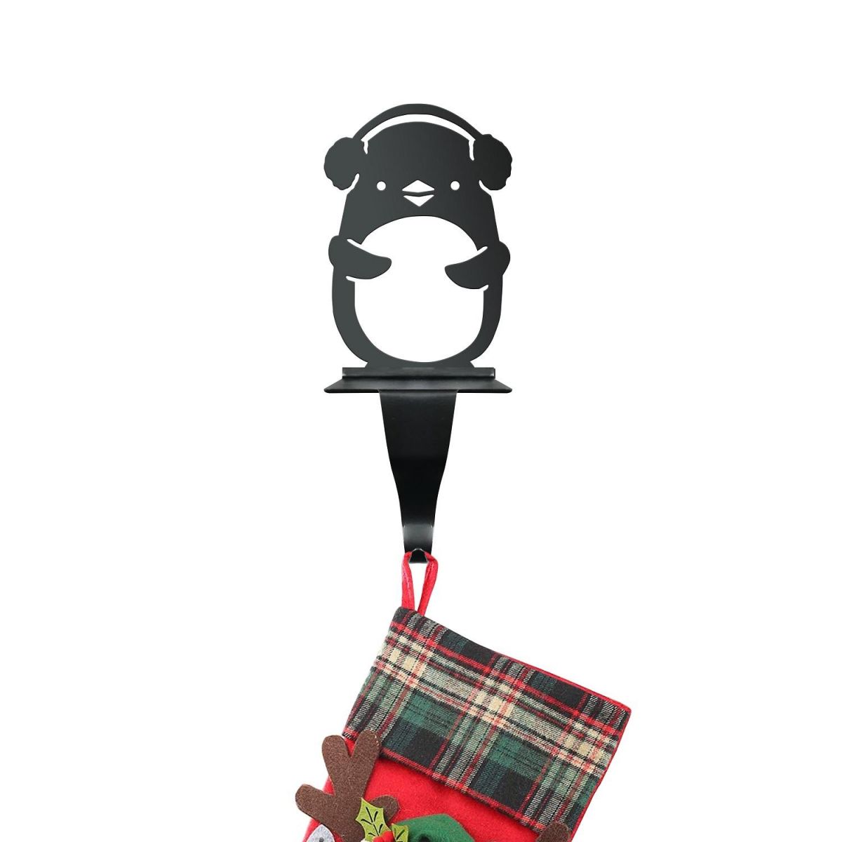 Stocking Holder with Penguin in Earmuffs Stocking Holder with Penguin in Earmuffs