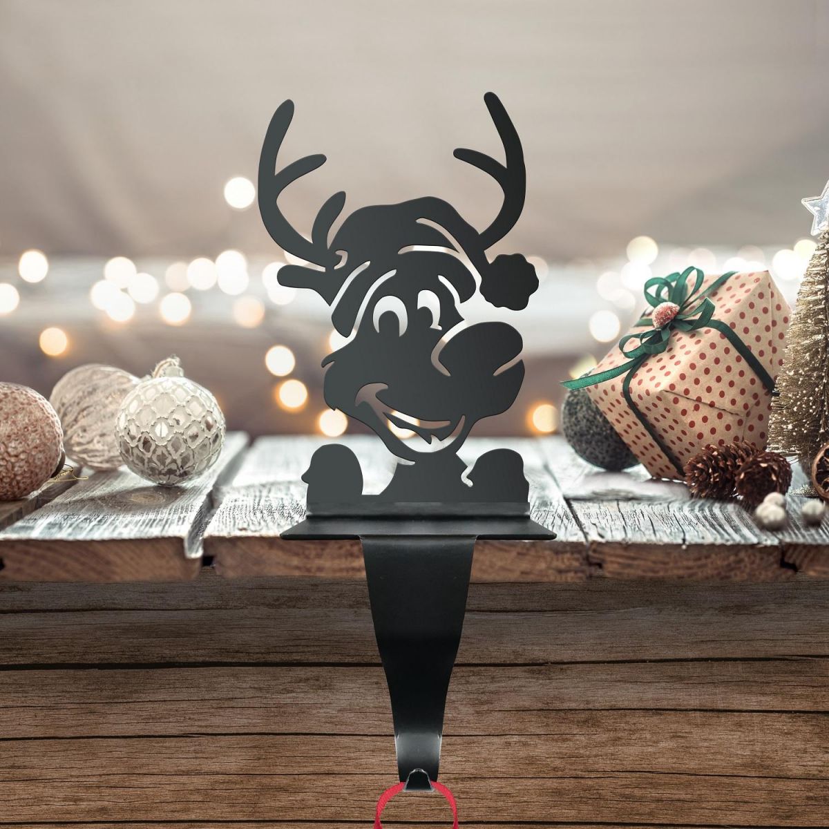 Reindeer Design on Stocking Holder  Reindeer Design on Stocking Holder