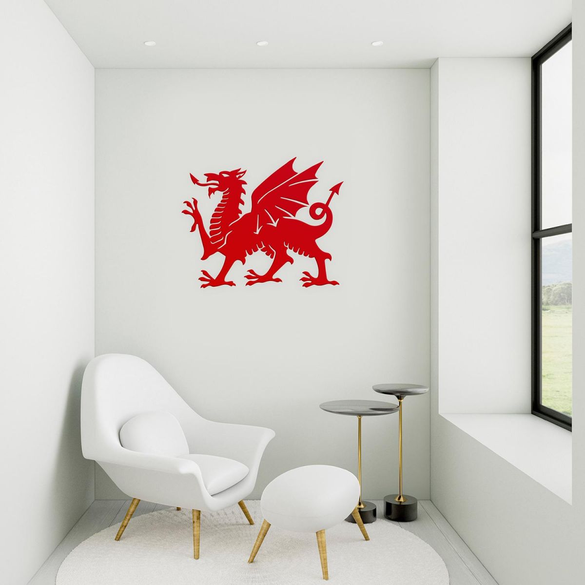 Welsh Dragon Wall Art in Situ in a Modern Sitting Room