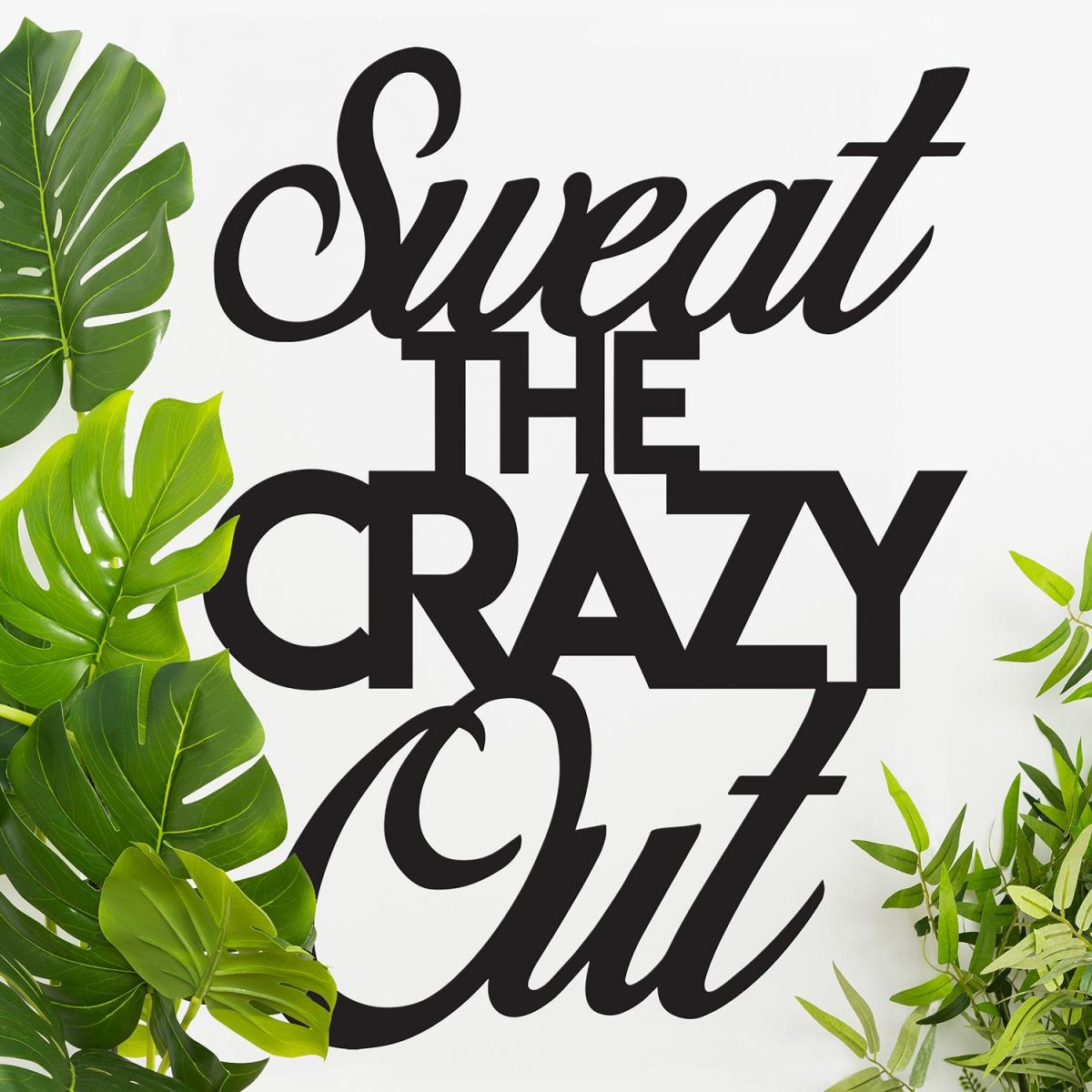 "Sweet The Crazy Out" Iron Wall Art in Situ Next to Plants