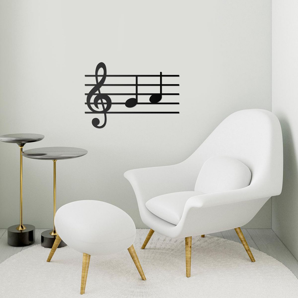 Musical Notes Steel Wall Art in a Modern Sitting Room