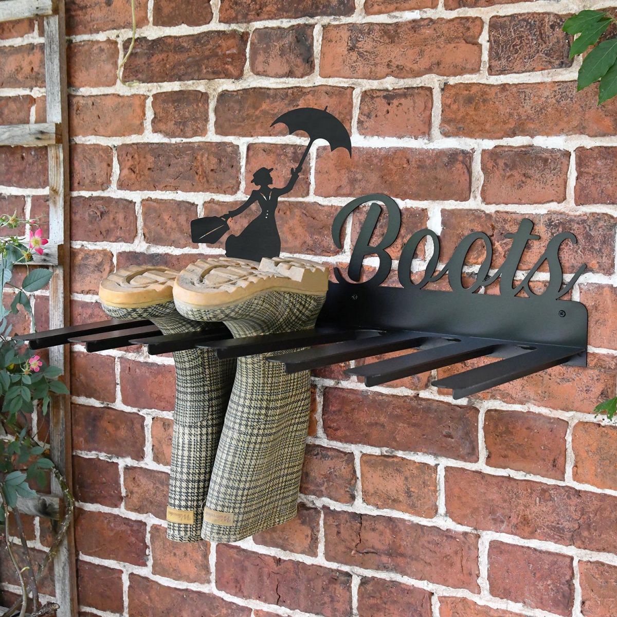 Wall Mounted Liver Bird Iron Boot Holder in Situ Holding Wellys