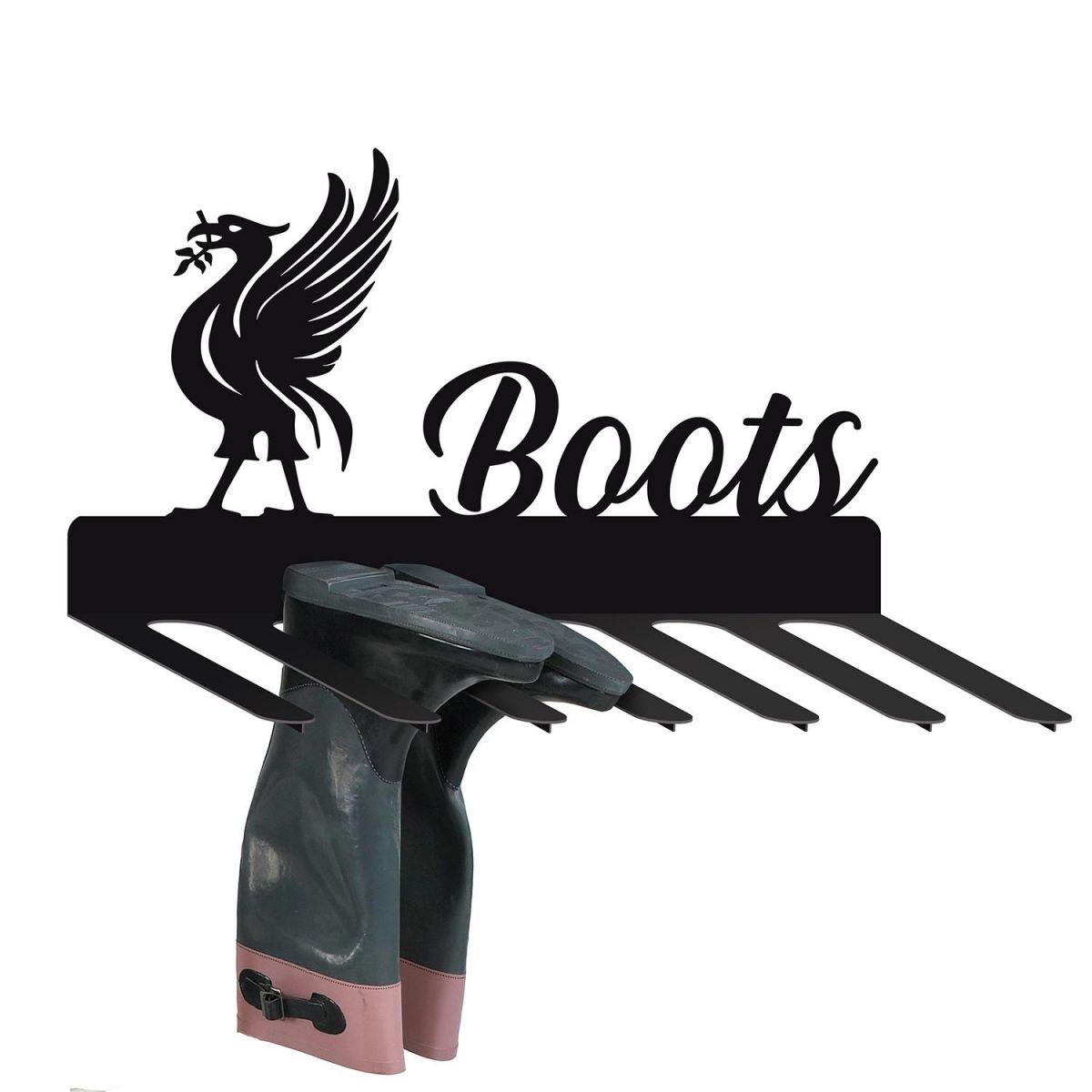 Wall Mounted Liver Bird Iron Boot Holder Finished in Black