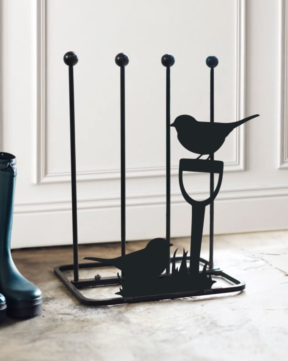 Steel "Pair of Robins" Welly Boot Rack Design Steel "Pair of Robins" Welly Boot Rack Design