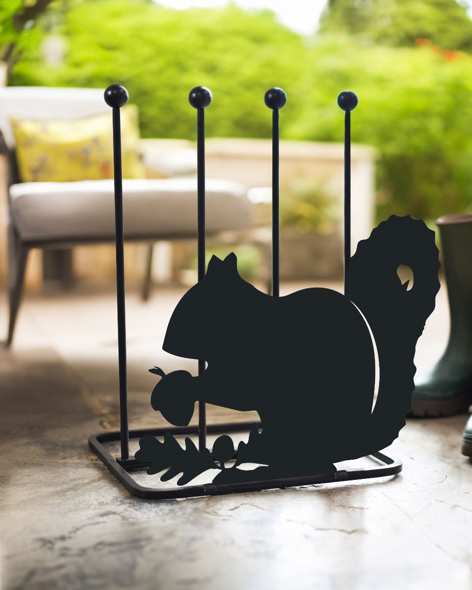Steel "Squirrel & Acorn" Double Boot Holder Outdoors