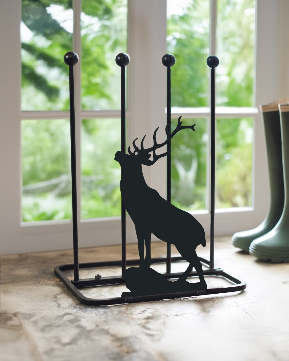 Steel "Majestic Stag" Double Boot Holder In Situ