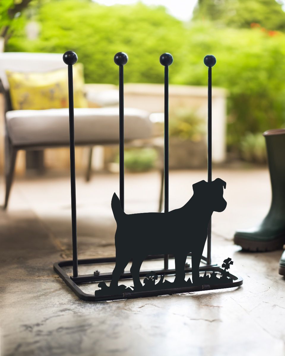 Steel "Jack Russell Terrier" Welly Boot Rack Exterior