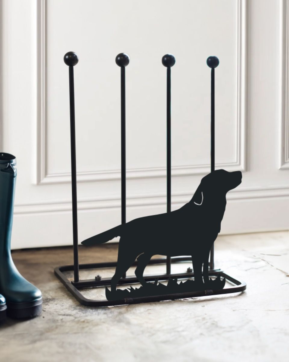 Steel "Labrador Dog" Welly Boot Rack Interior