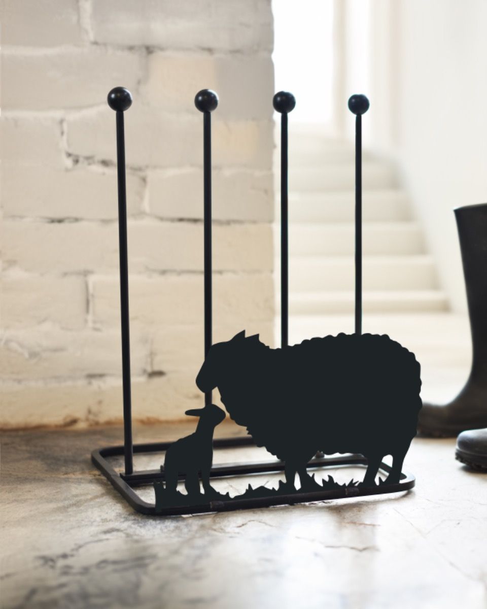 Steel "Mother Sheep & Lamb" Welly Boot Rack In-Situ