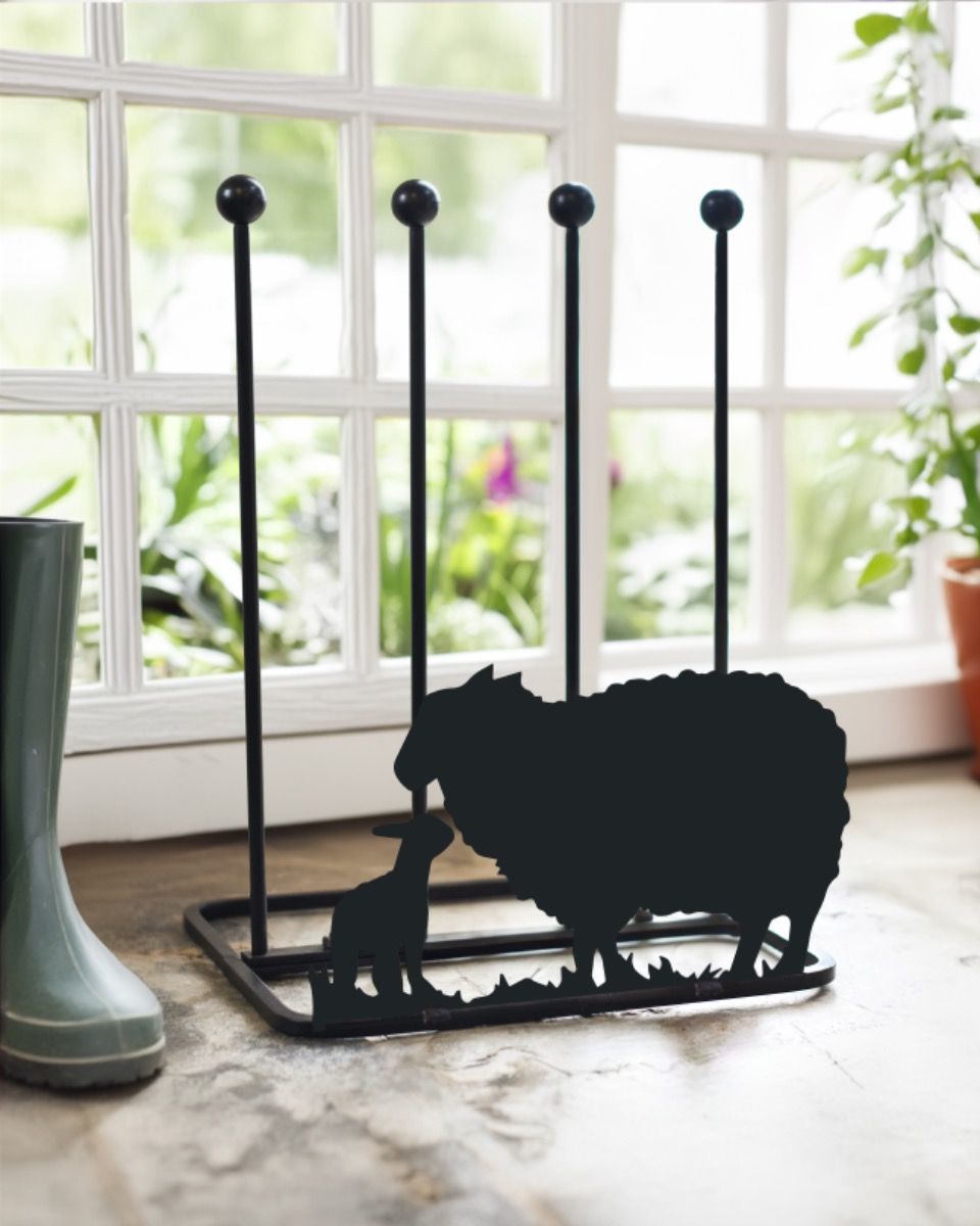 Steel "Mother Sheep & Lamb" Welly Boot Rack Interior