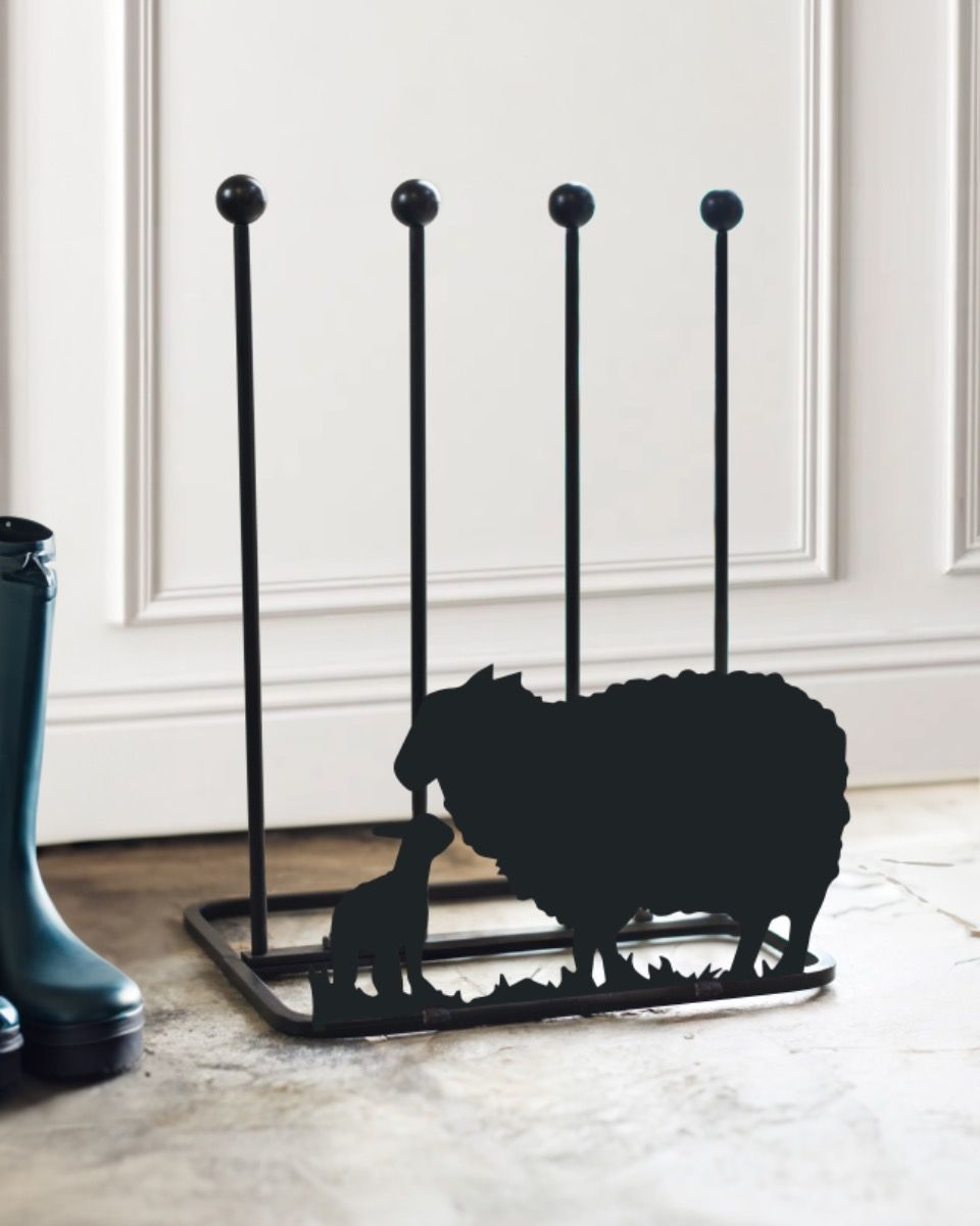 Steel "Mother Sheep & Lamb" Welly Boot Rack Indoors