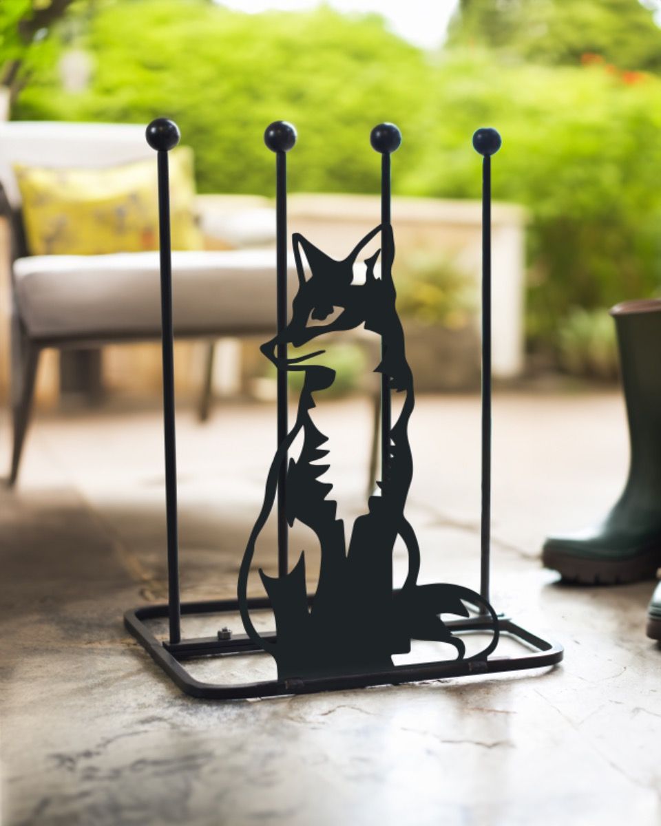 Steel "Sitting Fox" Welly Boot Rack In-Situ