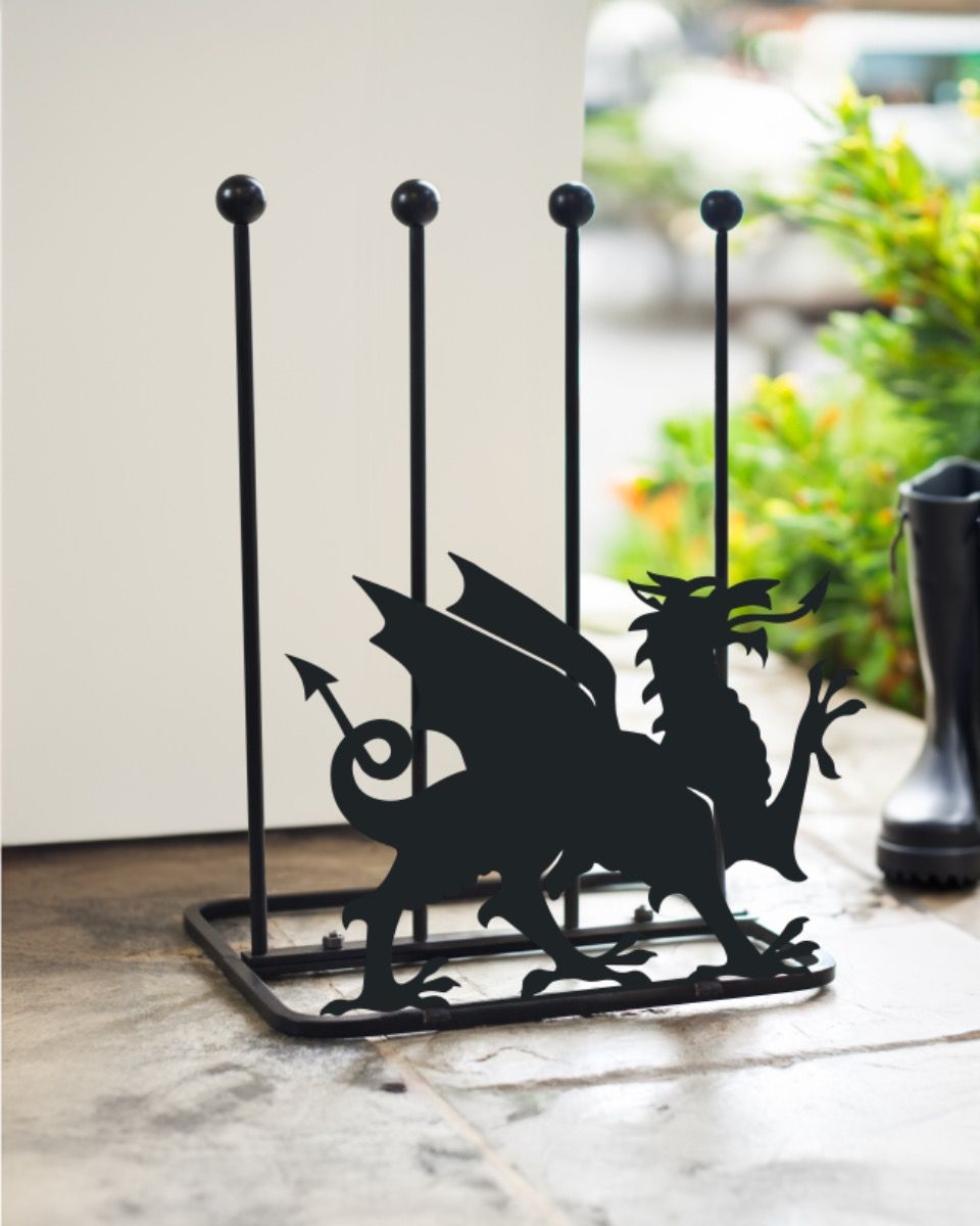 Steel "Welsh Dragon" Welly Boot Rack Exterior