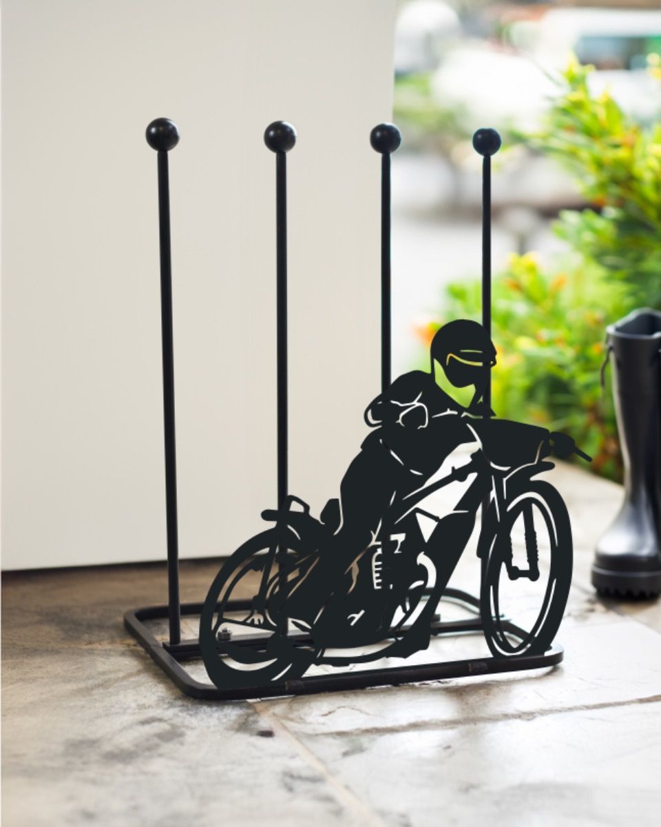 Steel "Speedway Motorcycle Racer" Boot Rack