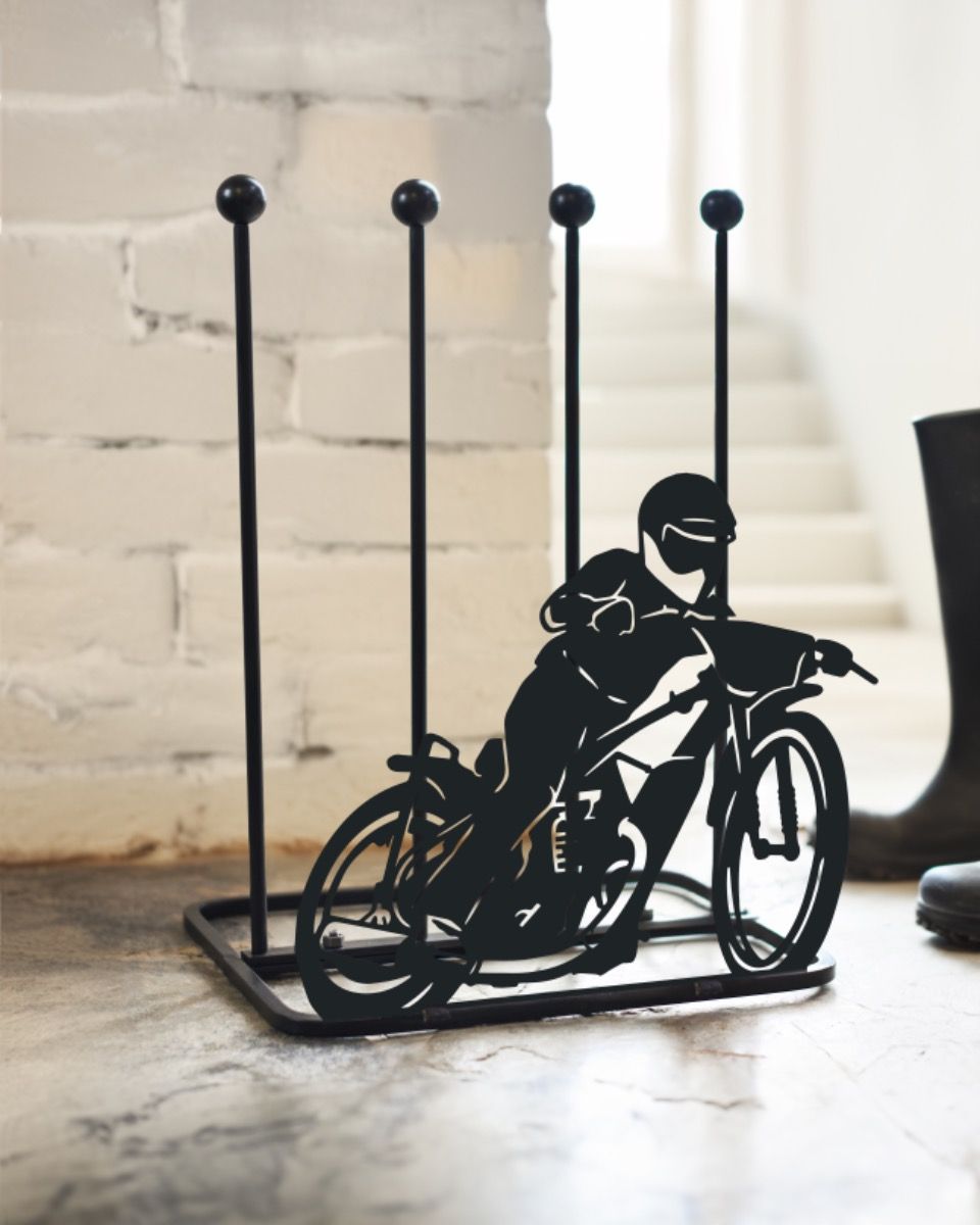 Steel "Speedway Motorcycle Racer" Boot Rack Indoors